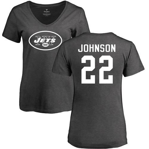 New York Jets Ash Women Trumaine Johnson One Color NFL Football #22 T Shirt->nfl t-shirts->Sports Accessory